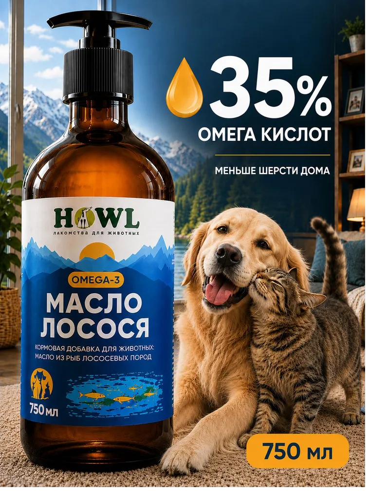 Лососевое масло HOWL с собакой и кошкой